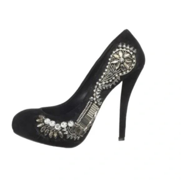 Dolce Vita Black Suede Embellished Stilettos 8 - Picture 4 of 8